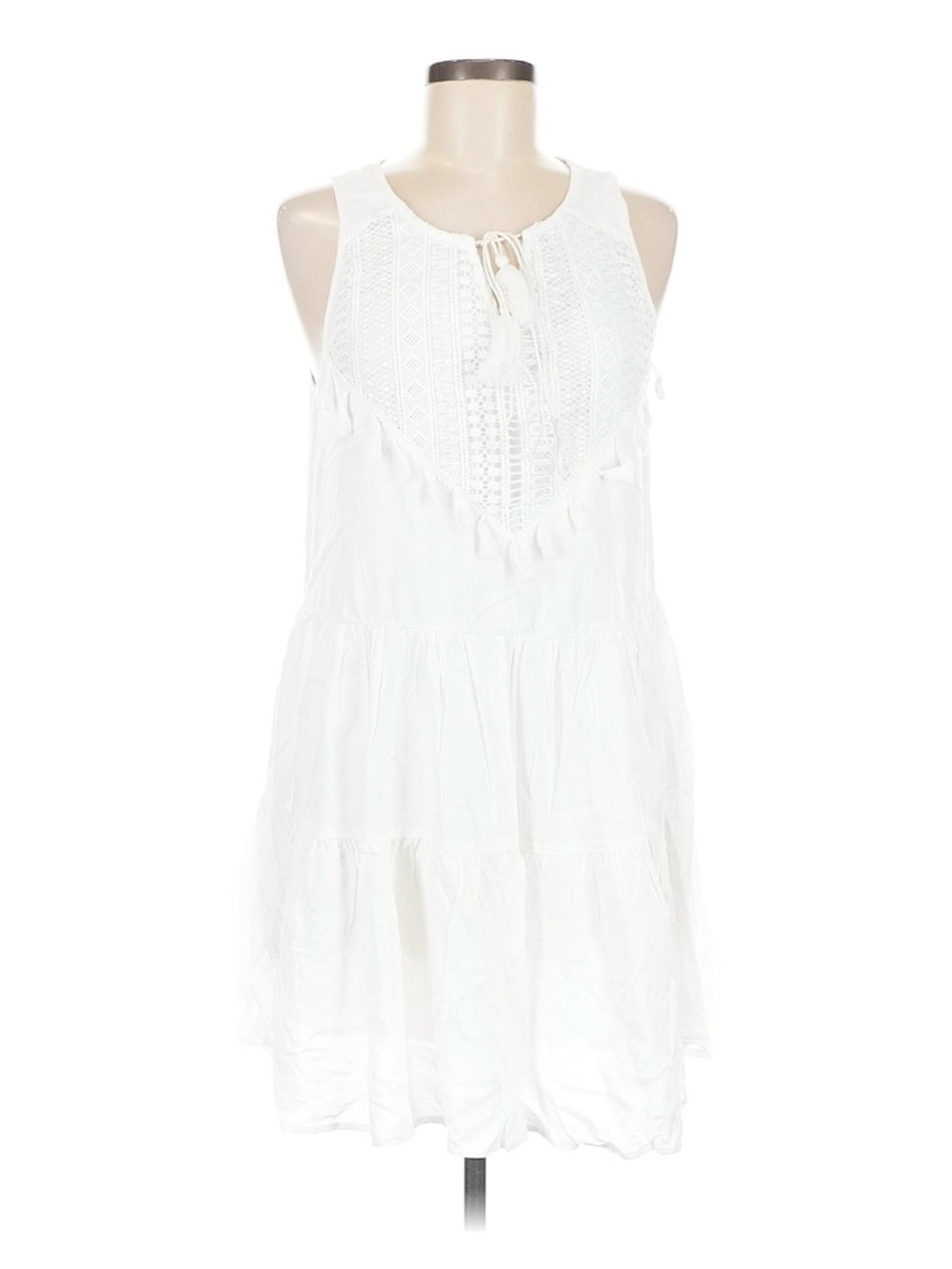 NWT Cupshe White Sleeveless Mini Dress with Lace Neckline
